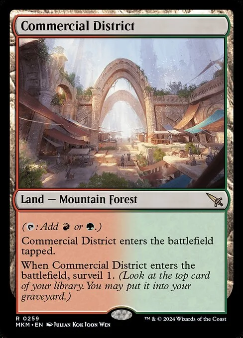 Commercial District, carta Magic di tipo Land — Mountain Forest illustrata da Julian Kok Joon Wen