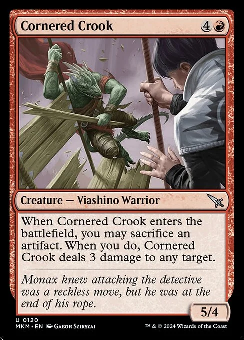 Cornered Crook, carta Magic di tipo Creature — Lizard Warrior illustrata da Gabor Szikszai
