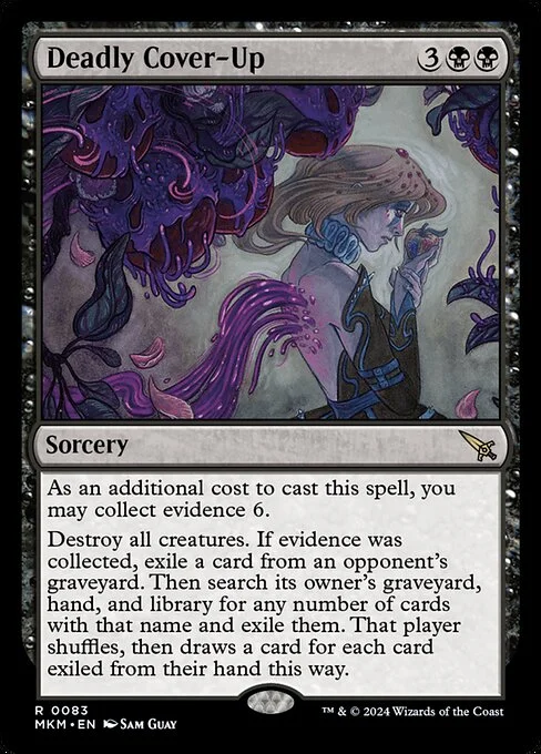 Deadly Cover-Up, carta Magic di tipo Sorcery illustrata da Sam Guay