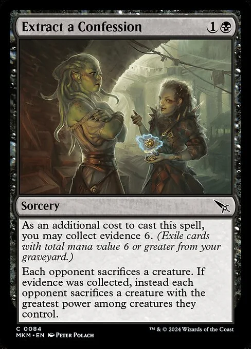 Extract a Confession, carta Magic di tipo Sorcery illustrata da Peter Polach