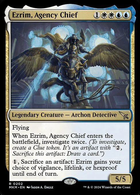 Ezrim, Agency Chief, carta Magic di tipo Legendary Creature — Archon Detective illustrata da Jason A. Engle