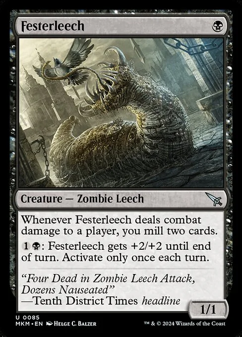 Festerleech, carta Magic di tipo Creature — Zombie Leech illustrata da Helge C. Balzer