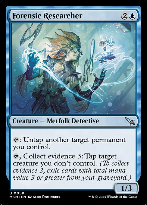 Forensic Researcher, carta Magic di tipo Creature — Merfolk Detective illustrata da Aldo Domínguez