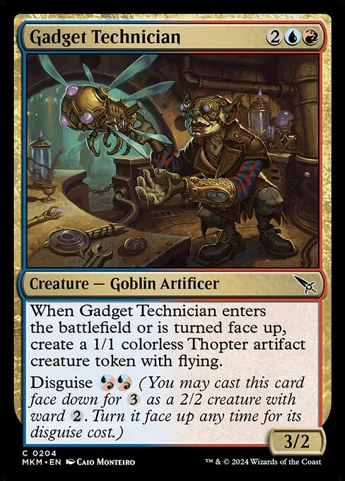 Gadget Technician, carta Magic di tipo Creature — Goblin Artificer illustrata da Caio Monteiro