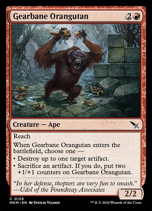 Gearbane Orangutan, carta Magic di tipo Creature — Ape illustrata da Svetlin Velinov