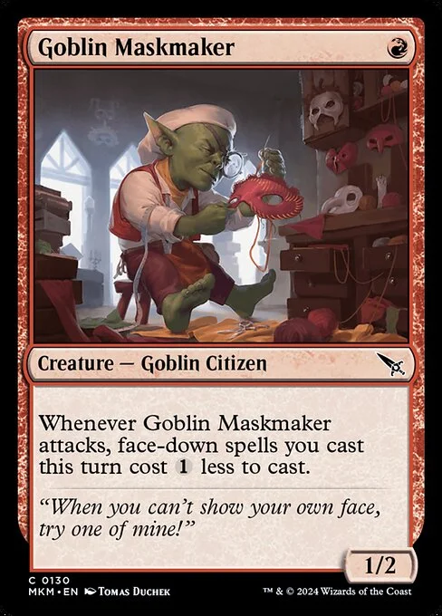 Goblin Maskmaker, carta Magic di tipo Creature — Goblin Citizen illustrata da Tomas Duchek