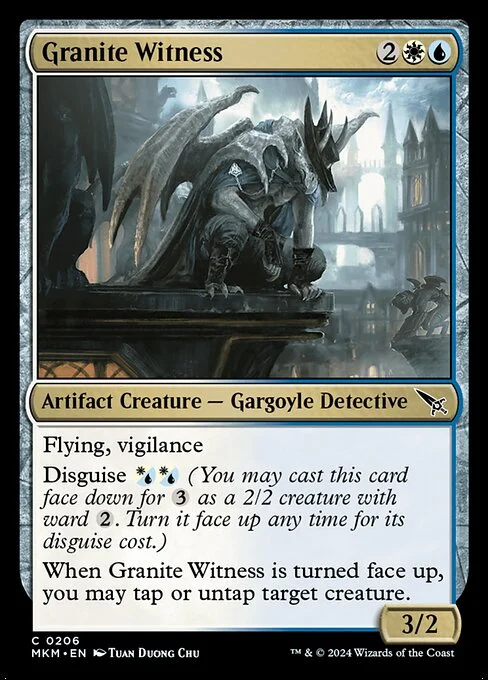 Granite Witness, carta Magic di tipo Artifact Creature — Gargoyle Detective illustrata da Tuan Duong Chu