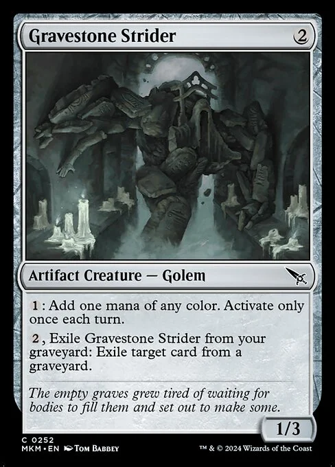 Gravestone Strider, carta Magic di tipo Artifact Creature — Golem illustrata da Tom Babbey