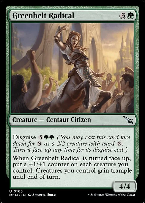 Greenbelt Radical, carta Magic di tipo Creature — Centaur Citizen illustrata da Andreia Ugrai