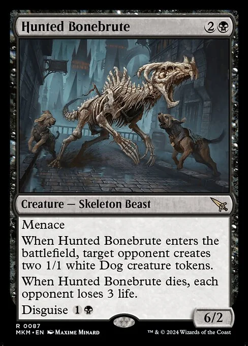 Hunted Bonebrute, carta Magic di tipo Creature — Skeleton Beast illustrata da Maxime Minard