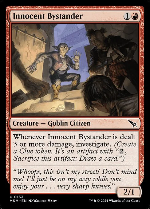Innocent Bystander, carta Magic di tipo Creature — Goblin Citizen illustrata da Warren Mahy