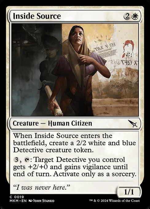 Inside Source, carta Magic di tipo Creature — Human Citizen illustrata da John Stanko