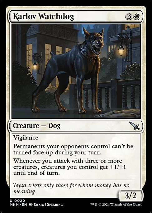Karlov Watchdog, carta Magic di tipo Creature — Dog illustrata da Craig J Spearing