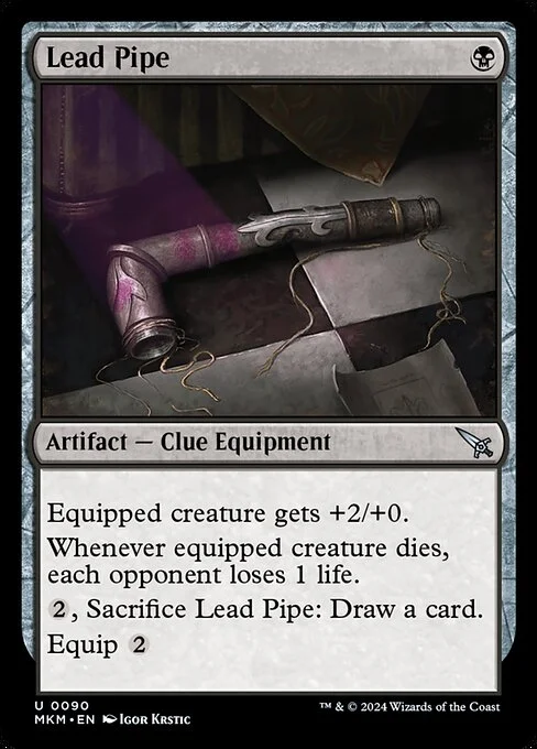 Lead Pipe, carta Magic di tipo Artifact — Clue Equipment illustrata da Igor Krstic