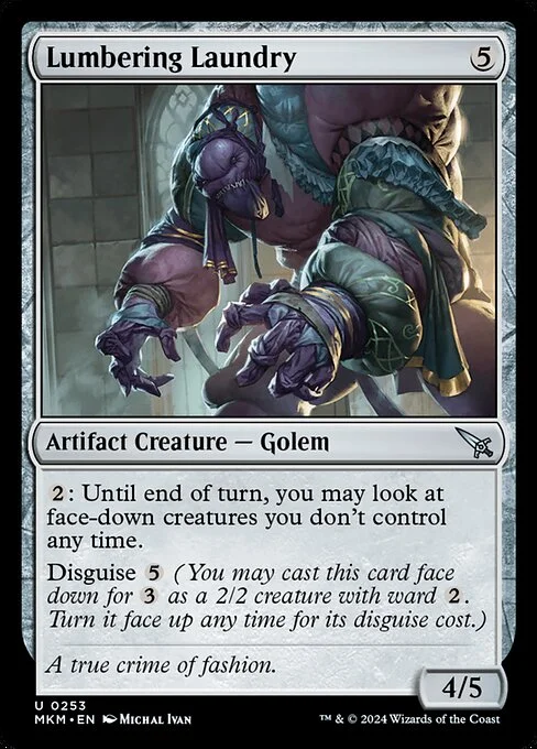 Lumbering Laundry, carta Magic di tipo Artifact Creature — Golem illustrata da Michal Ivan