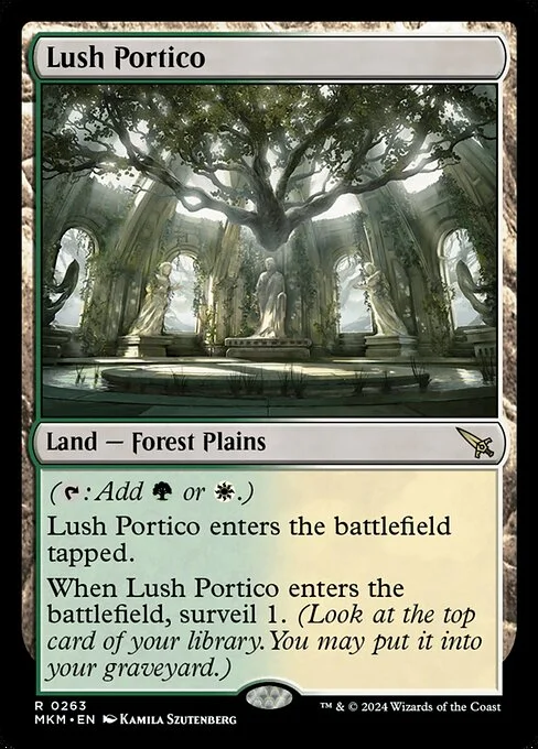 Lush Portico, carta Magic di tipo Land — Forest Plains illustrata da Kamila Szutenberg