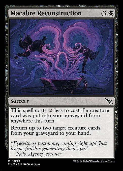 Macabre Reconstruction, carta Magic di tipo Sorcery illustrata da Sam Guay