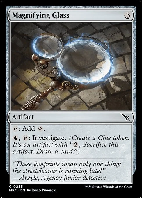 Magnifying Glass, carta Magic di tipo Artifact illustrata da Paolo Puggioni