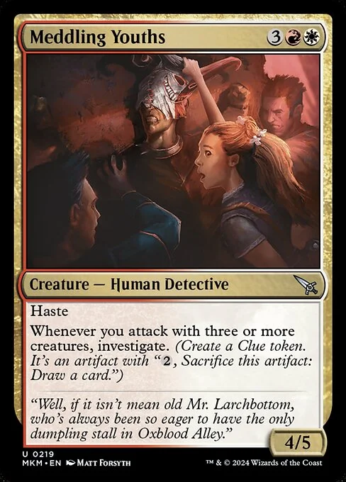 Meddling Youths, carta Magic di tipo Creature — Human Detective illustrata da Matt Forsyth