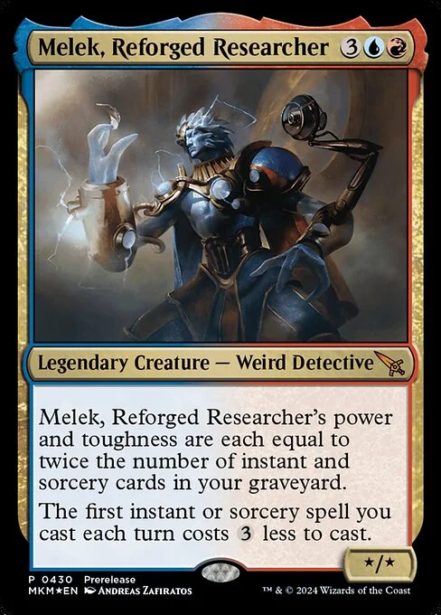 Melek, Reforged Researcher, carta Magic di tipo Legendary Creature — Weird Detective illustrata da Andreas Zafiratos