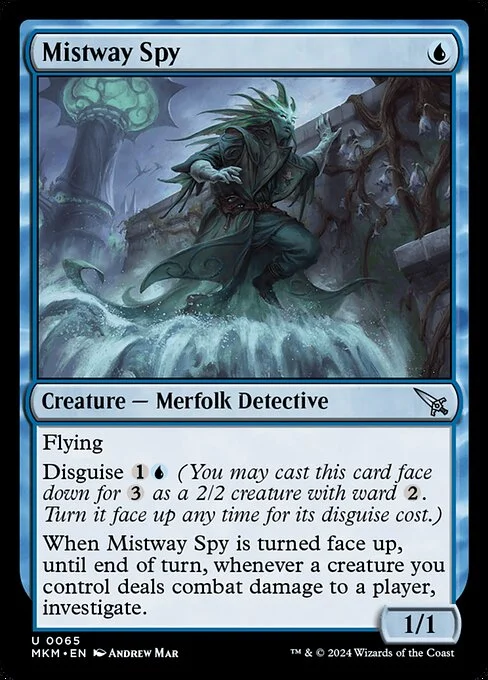 Mistway Spy, carta Magic di tipo Creature — Merfolk Detective illustrata da Andrew Mar