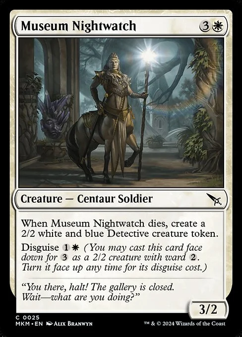 Museum Nightwatch, carta Magic di tipo Creature — Centaur Soldier illustrata da Alix Branwyn