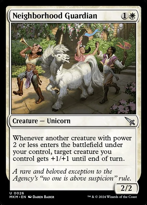 Neighborhood Guardian, carta Magic di tipo Creature — Unicorn illustrata da Daren Bader