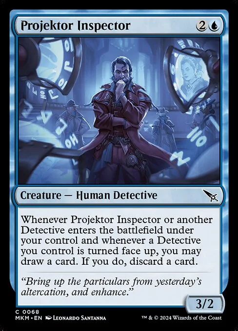 Projektor Inspector, carta Magic di tipo Creature — Human Detective illustrata da Leonardo Santanna
