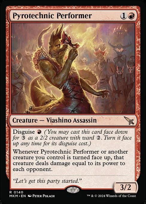 Pyrotechnic Performer, carta Magic di tipo Creature — Lizard Assassin illustrata da Peter Polach