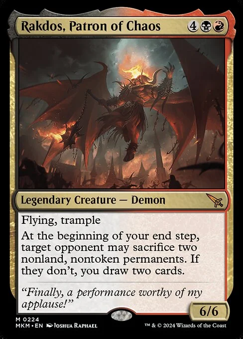 Rakdos, Patron of Chaos, carta Magic di tipo Legendary Creature — Demon illustrata da Joshua Raphael