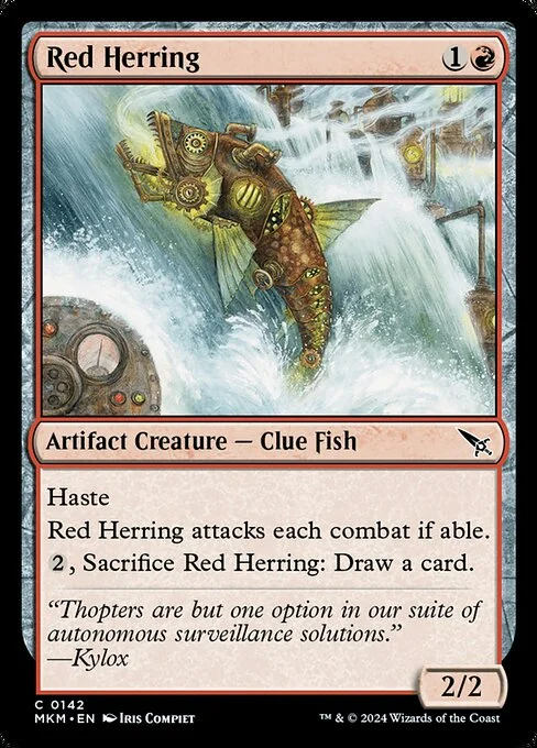 Red Herring, carta Magic di tipo Artifact Creature — Clue Fish illustrata da Iris Compiet