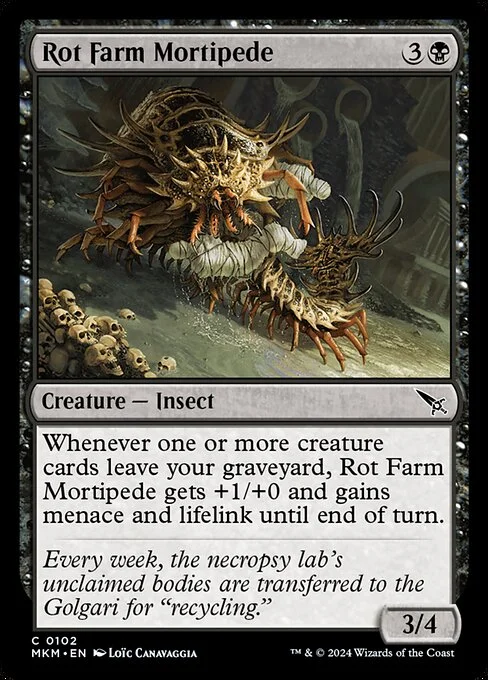 Rot Farm Mortipede, carta Magic di tipo Creature — Insect illustrata da Loïc Canavaggia