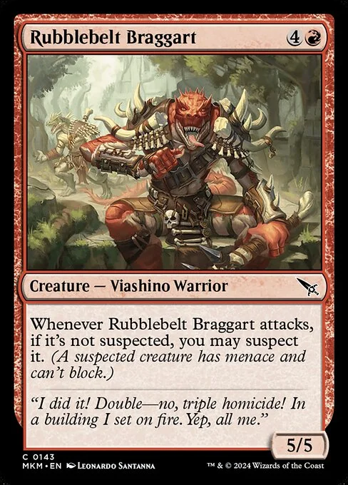 Rubblebelt Braggart, carta Magic di tipo Creature — Lizard Warrior illustrata da Leonardo Santanna