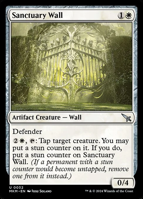 Sanctuary Wall, carta Magic di tipo Artifact Creature — Wall illustrata da Josu Solano