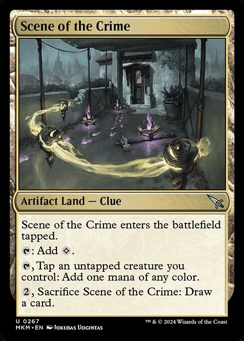 Scene of the Crime, carta Magic di tipo Artifact Land — Clue illustrata da Jokubas Uogintas