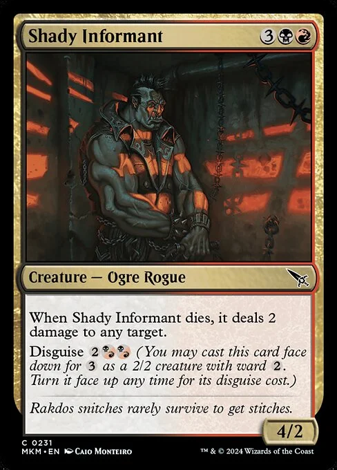 Shady Informant, carta Magic di tipo Creature — Ogre Rogue illustrata da Caio Monteiro