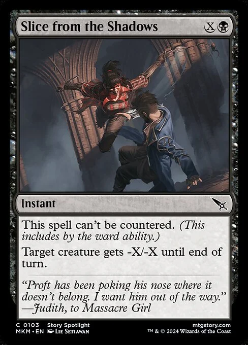 Slice from the Shadows, carta Magic di tipo Instant illustrata da Lie Setiawan