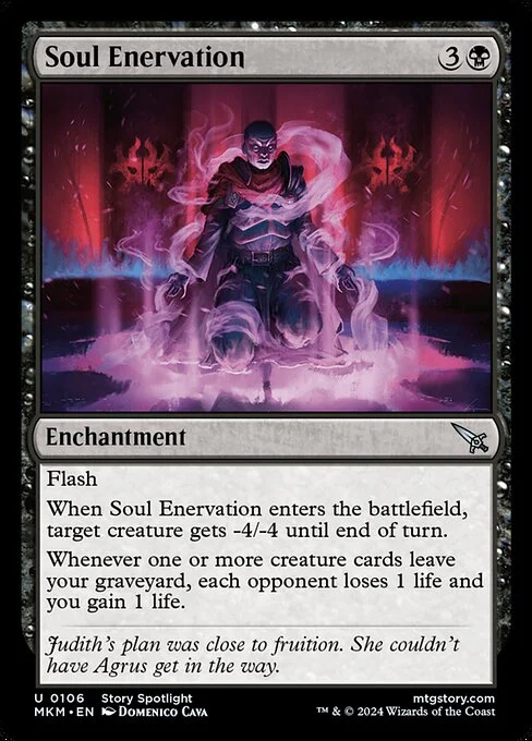 Soul Enervation, carta Magic di tipo Enchantment illustrata da Domenico Cava