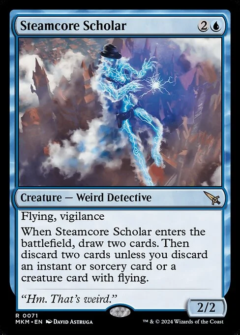 Steamcore Scholar, carta Magic di tipo Creature — Weird Detective illustrata da David Astruga