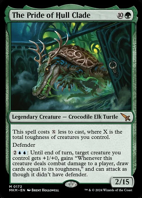 The Pride of Hull Clade, carta Magic di tipo Legendary Creature — Crocodile Elk Turtle illustrata da Brent Hollowell