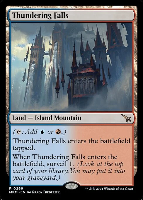 Thundering Falls, carta Magic di tipo Land — Island Mountain illustrata da Grady Frederick