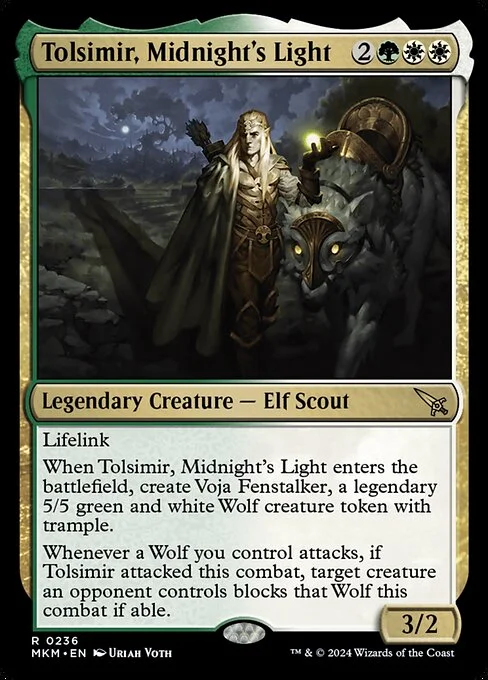 Tolsimir, Midnight's Light, carta Magic di tipo Legendary Creature — Elf Scout illustrata da Uriah Voth