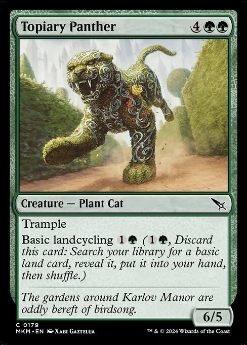 Topiary Panther, carta Magic di tipo Creature — Plant Cat illustrata da Xabi Gaztelua