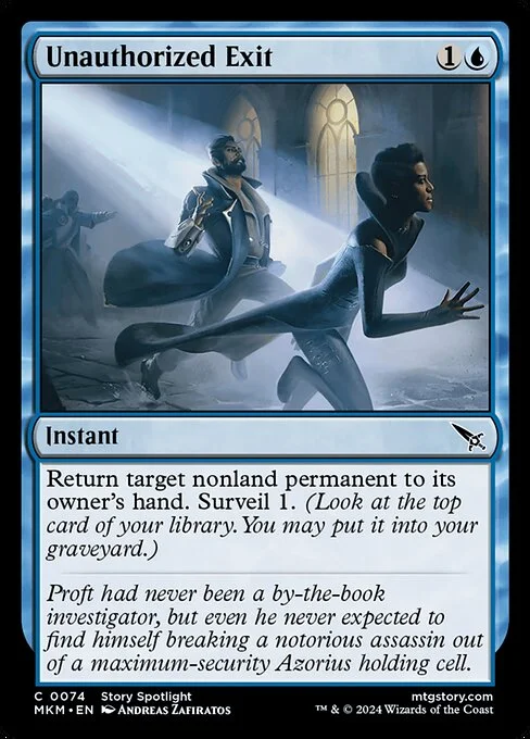 Unauthorized Exit, carta Magic di tipo Instant illustrata da Andreas Zafiratos