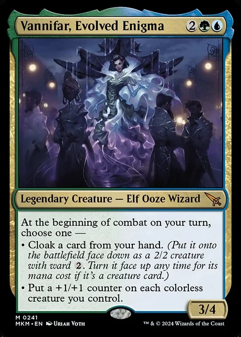 Vannifar, Evolved Enigma, carta Magic di tipo Legendary Creature — Elf Ooze Wizard illustrata da Uriah Voth