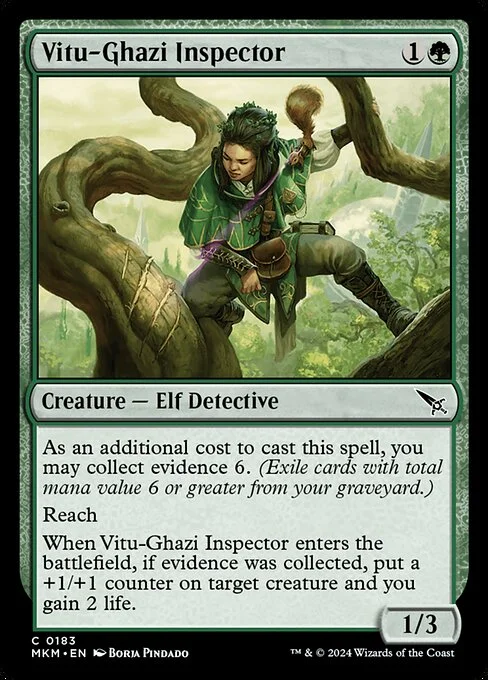 Vitu-Ghazi Inspector, carta Magic di tipo Creature — Elf Detective illustrata da Borja Pindado