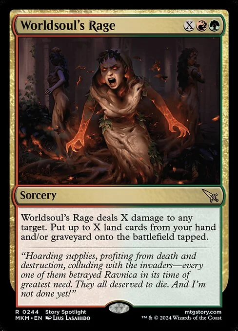 Worldsoul's Rage, carta Magic di tipo Sorcery illustrata da Lius Lasahido
