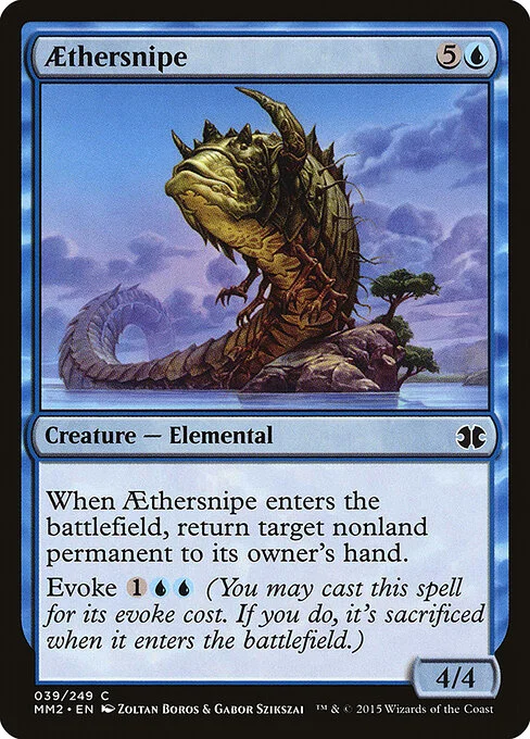 Aethersnipe, carta Magic di tipo Creature — Elemental illustrata da Zoltan Boros & Gabor Szikszai