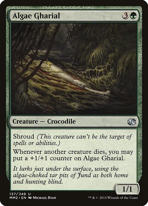 Algae Gharial, carta Magic di tipo Creature — Crocodile illustrata da Michael Ryan