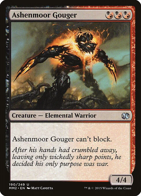 Ashenmoor Gouger, carta Magic di tipo Creature — Elemental Warrior illustrata da Matt Cavotta